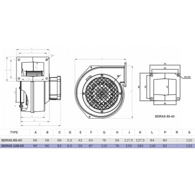 Вентилятор Bahcivan BDRAS 108-50 нагнетательный радиальный в алюминиевом корпусе (155 m³/h)